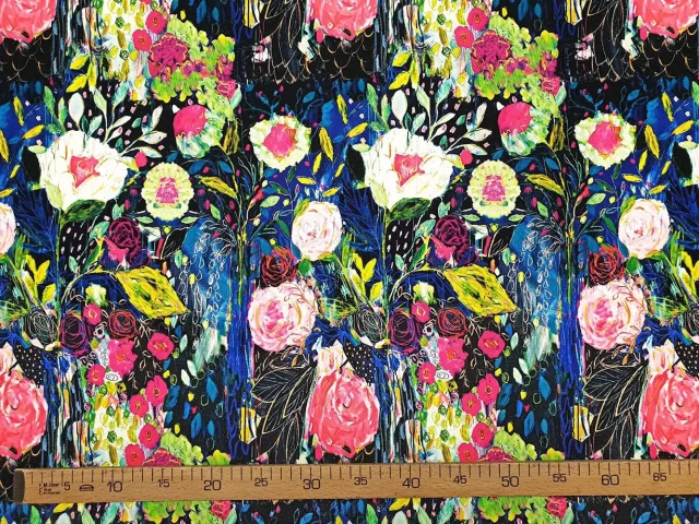 Vibrant Oil Paint Floral Fabric