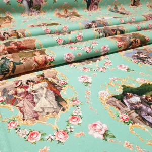 Vintage Baroque People in Love Fabric