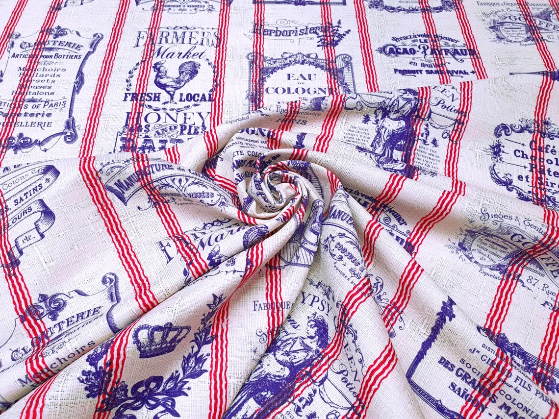Vintage Paris Script Fabric