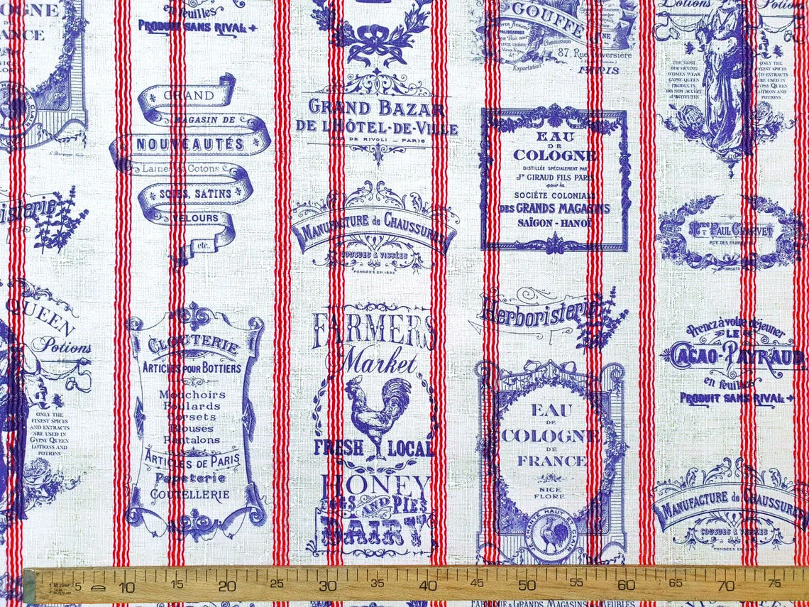 Vintage Paris Script Fabric