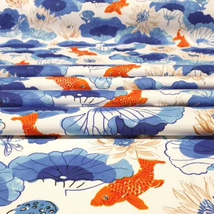 Watercolor Japanese Koi Fish Fabric