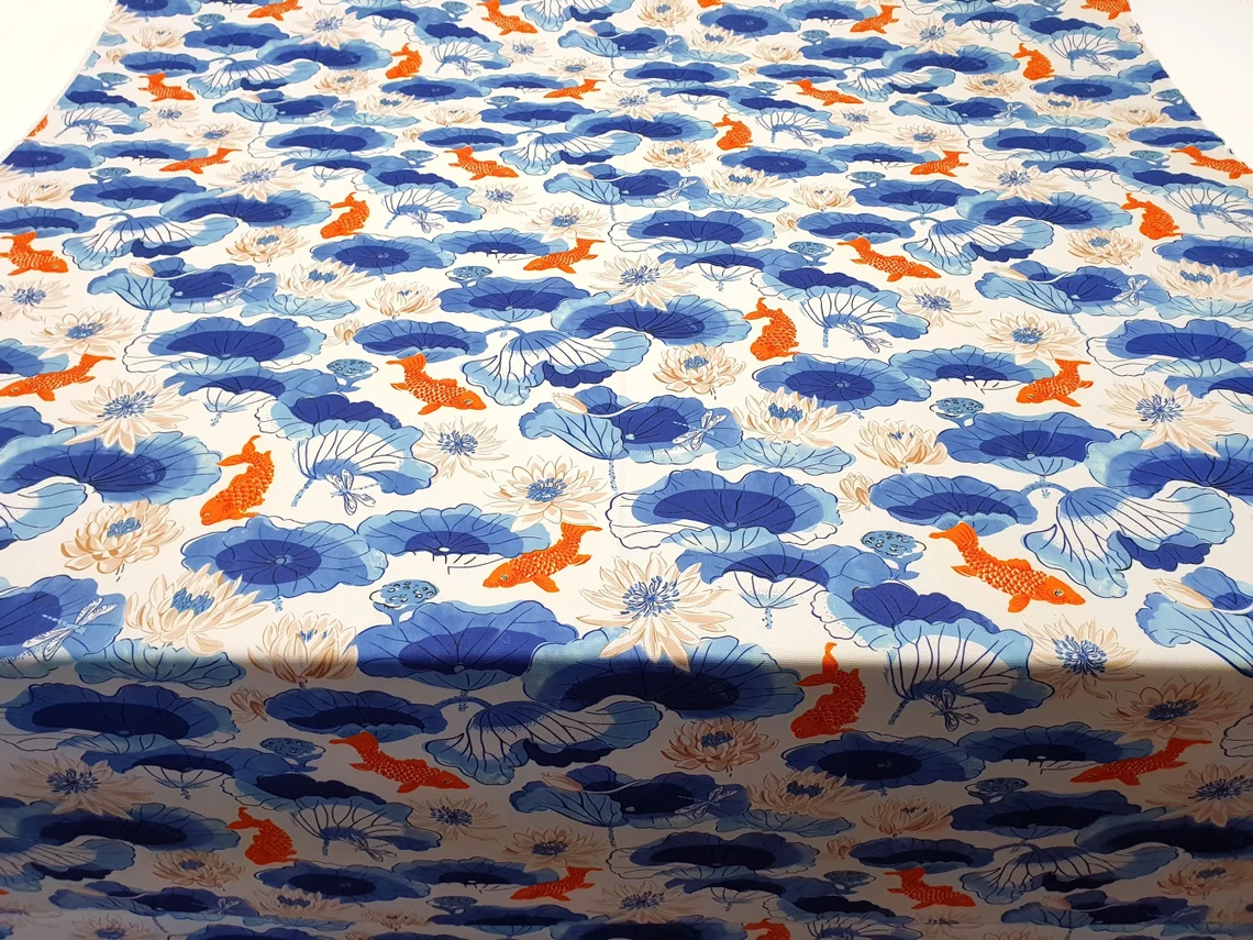 Watercolor Japanese Koi Fish Fabric