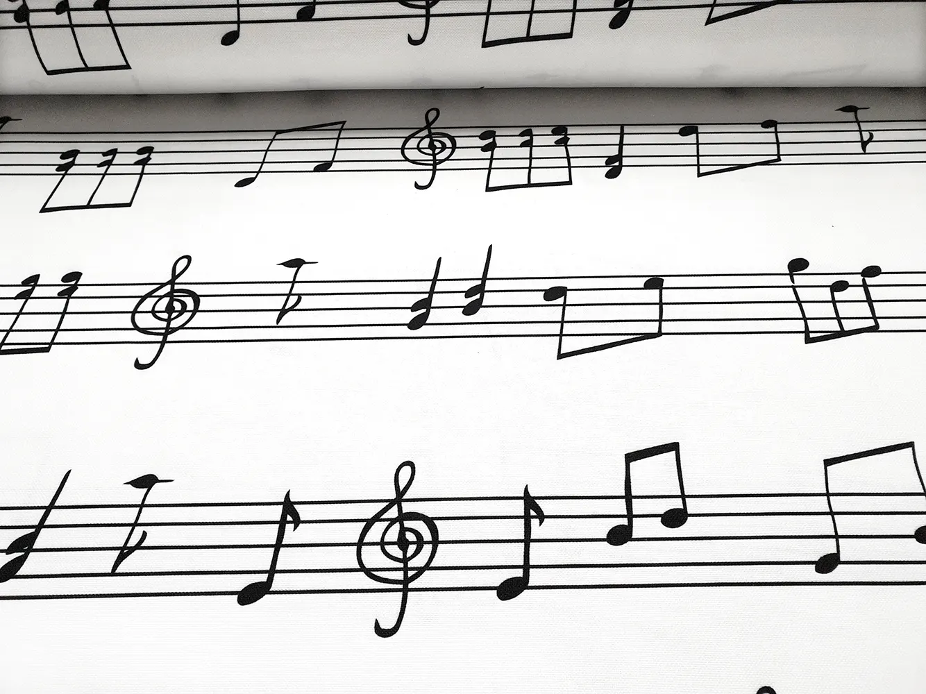 White Musical Notes Fabric