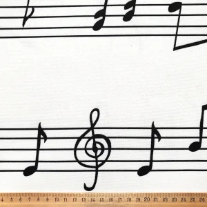 White Musical Notes Fabric