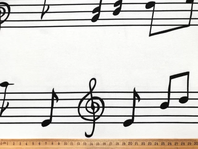 White Musical Notes Fabric