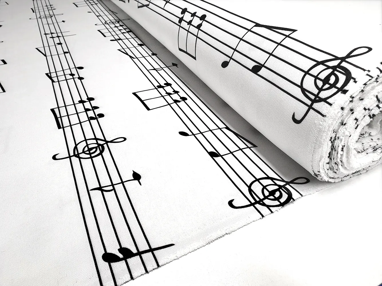 White Musical Notes Fabric