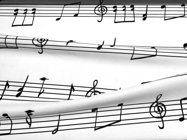 White Musical Notes Fabric