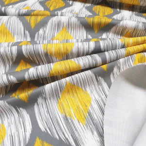 Yellow Grey Ikat Fabric