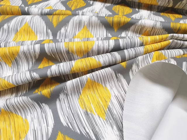 Yellow Grey Ikat Fabric