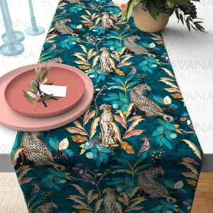 Runner da tavola con stampa leopardata