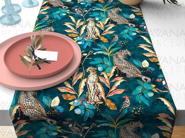 Cheetah Leopard Print Table Runner