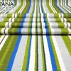 Vintage Blue Green Striped Fabric