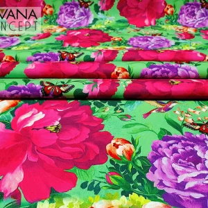 Roses and Butterflies Print Fabric