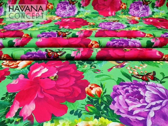 Roses and Butterflies Print Fabric