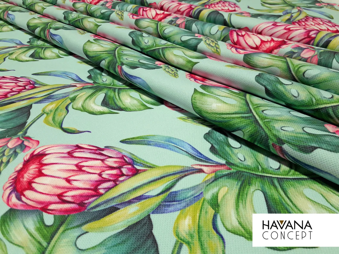 African Protea Flowers Print Fabric