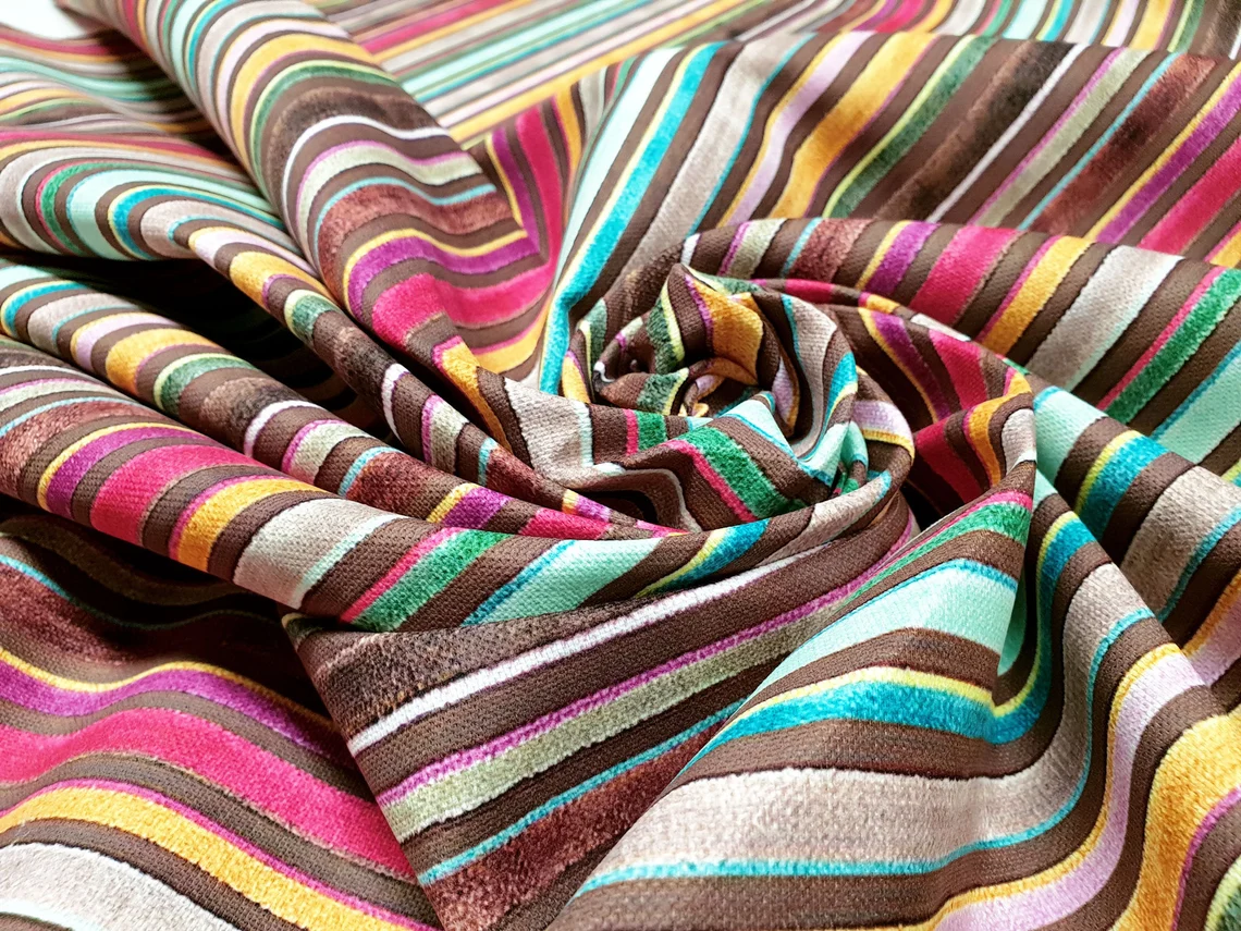 Retro Rainbow Striped Fabric