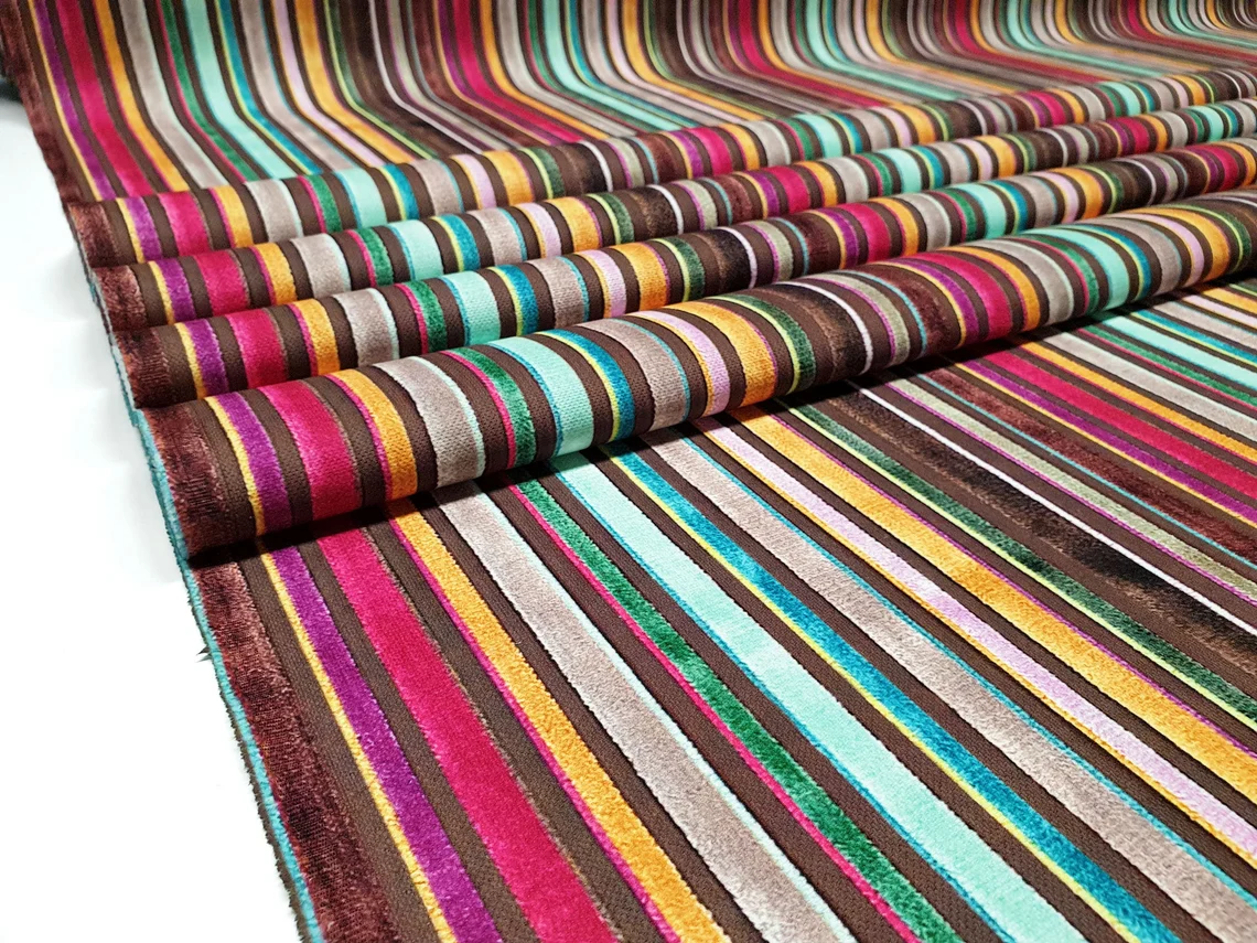 Retro Rainbow Striped Fabric