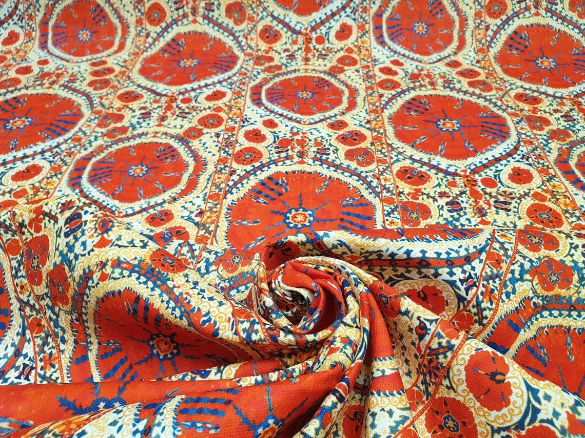 Vintage Boho Kilim Fabric by the Yard