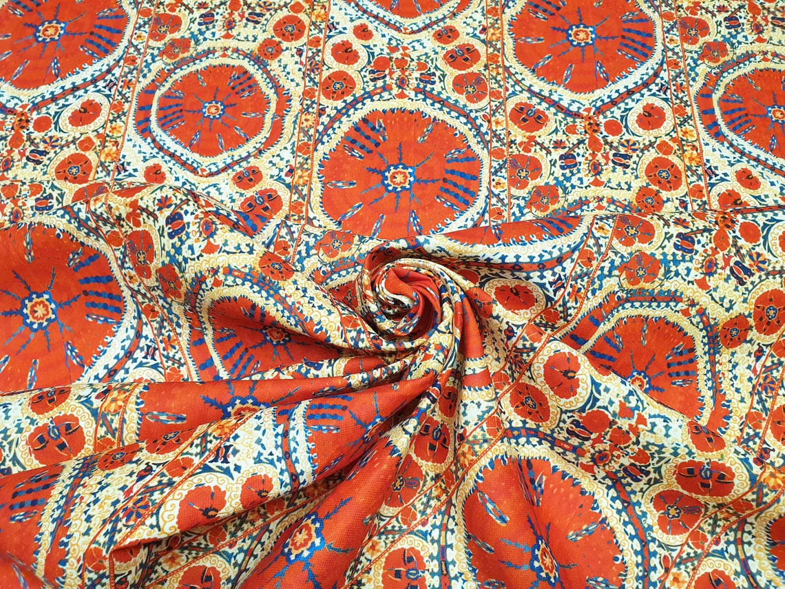 Vintage Boho Kilim Fabric by the Yard