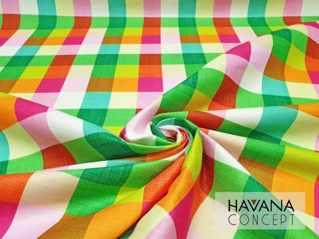 Rainbow Gingham Print Fabric