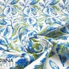 Blue Watercolor Leaves Fabric