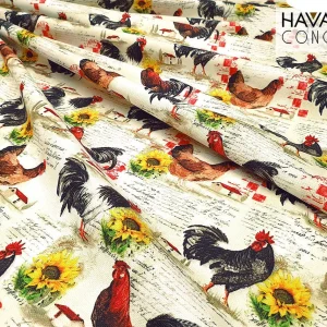 Rooster Chicken Fabric