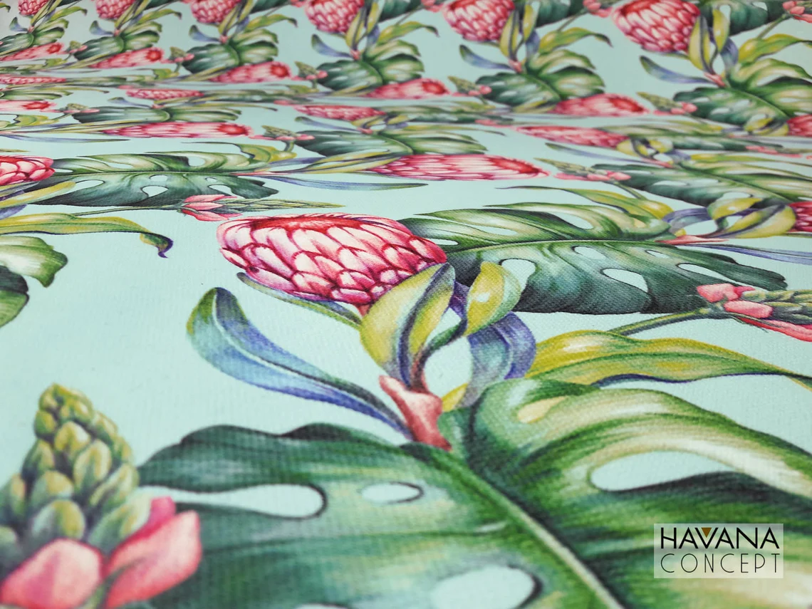 African Protea Flowers Print Fabric