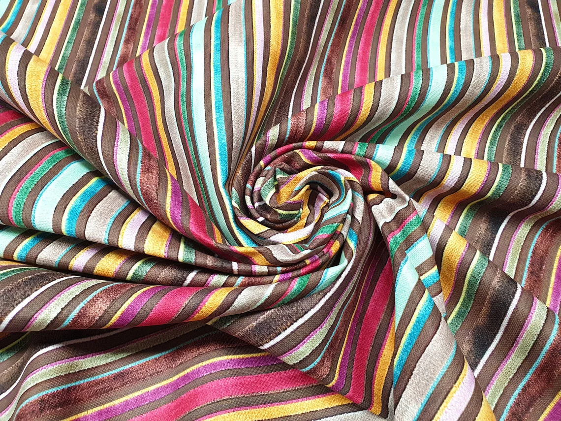 Retro Rainbow Striped Fabric