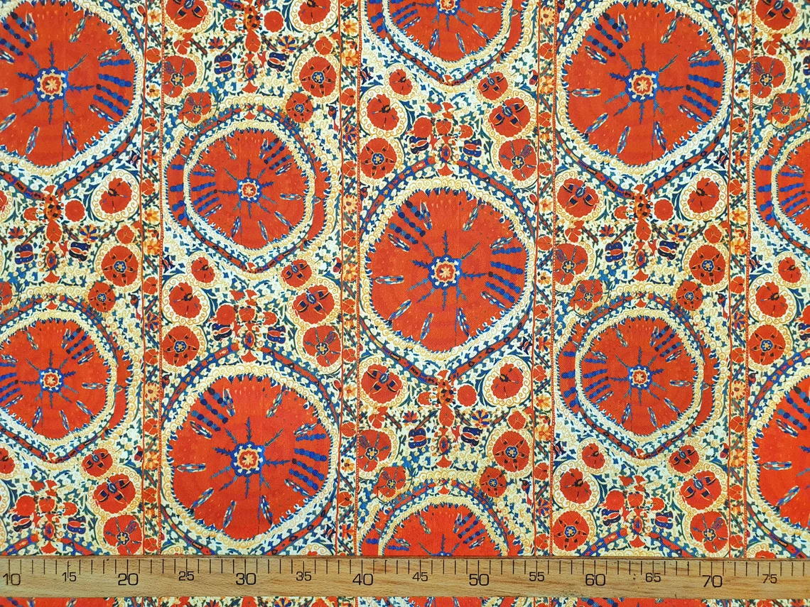 Orange Kilim Print Fabric