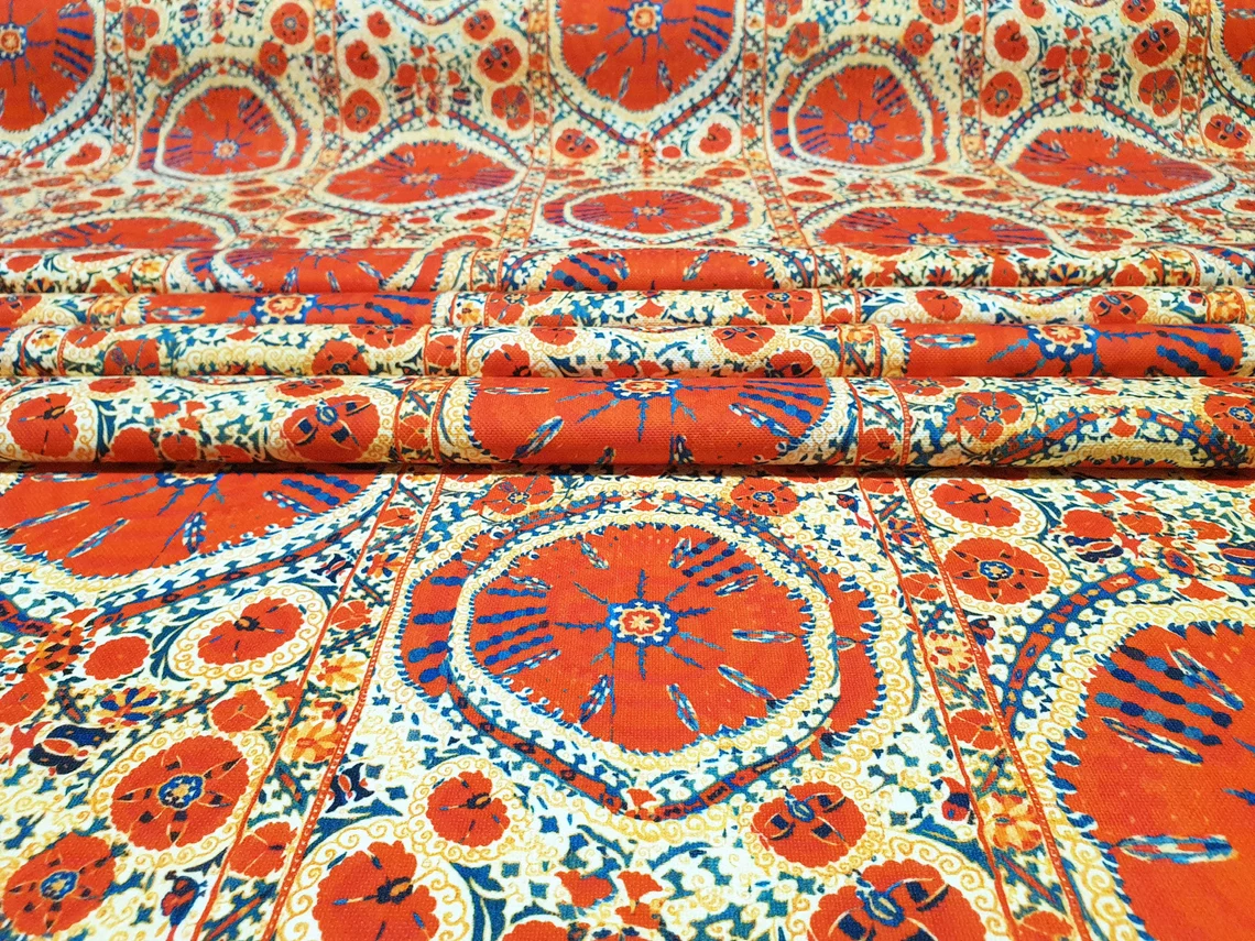 Vintage Boho Kilim Fabric by the Yard
