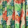 Orange Green Monstera Leaves Fabric by the Yard
