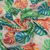 Orange Green Monstera Leaves Fabric by the Yard