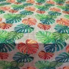 Orange Green Monstera Leaves Fabric by the Yard