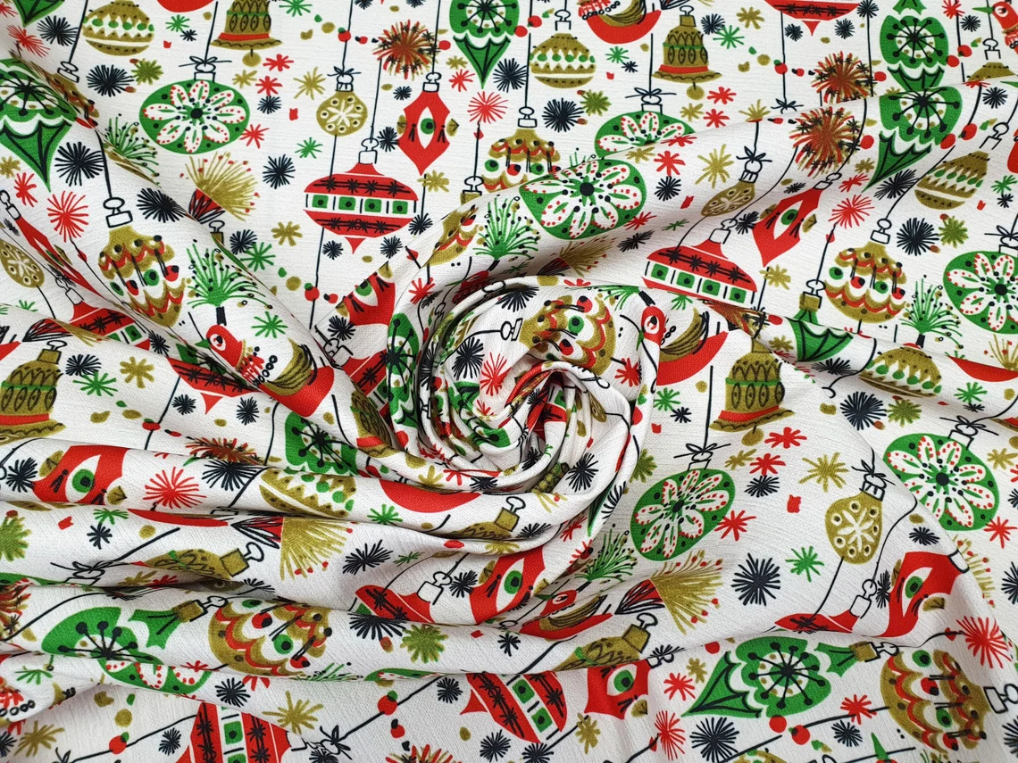 Christmas Tree Toys Fabric - New Year Fabric by the Yard