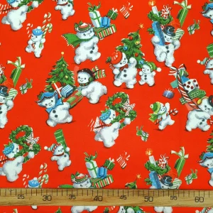 Snowmans Carrying Gifts Fabric