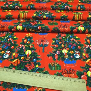 Christmas Trees and Toys Fabric by the Yard