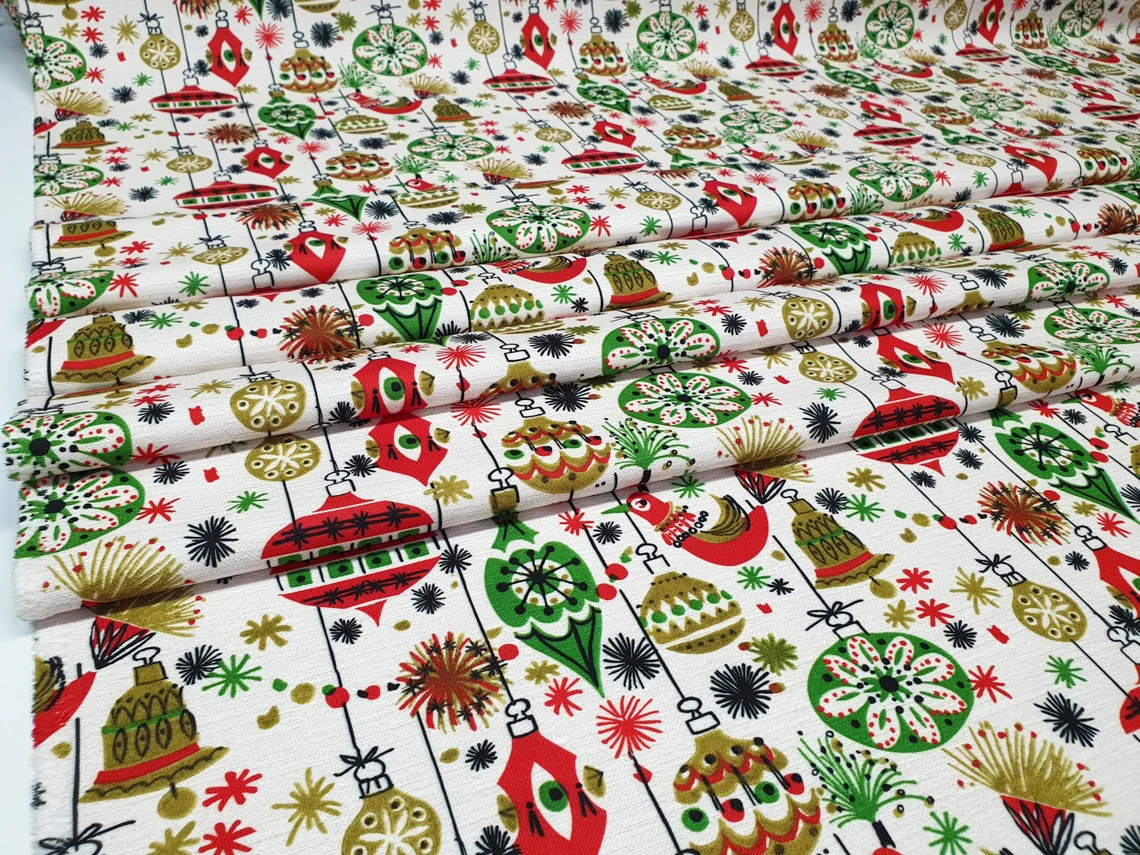 Christmas Tree Toys Fabric - New Year Fabric by the Yard