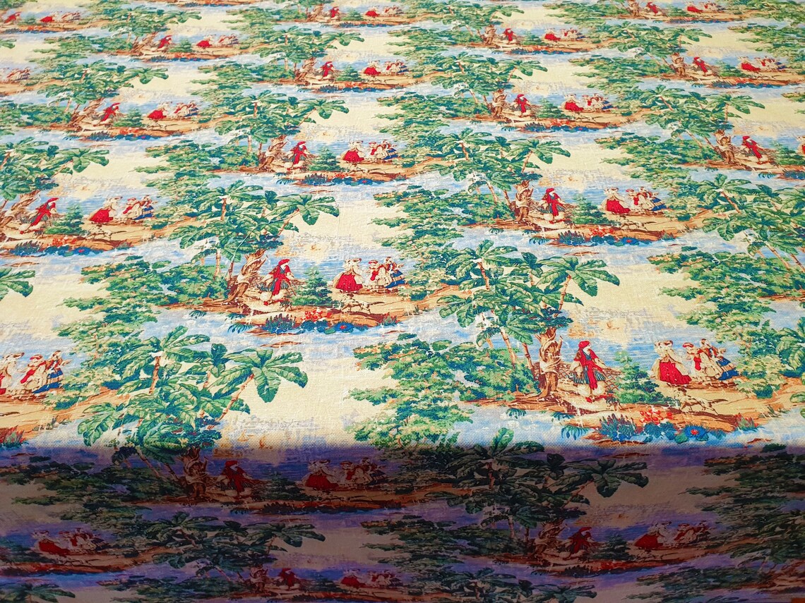 Antique French Toile de Jouy Fabric by the Yard