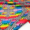 Rainbow Pastel Art Ckeckered Fabric