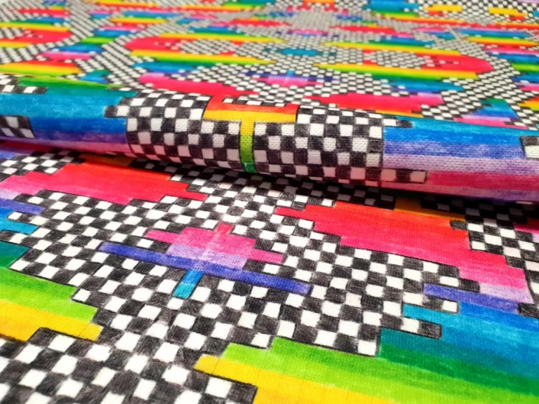Rainbow Pastel Art Ckeckered Fabric