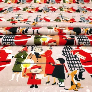Happy Christmas People on the Street Fabric