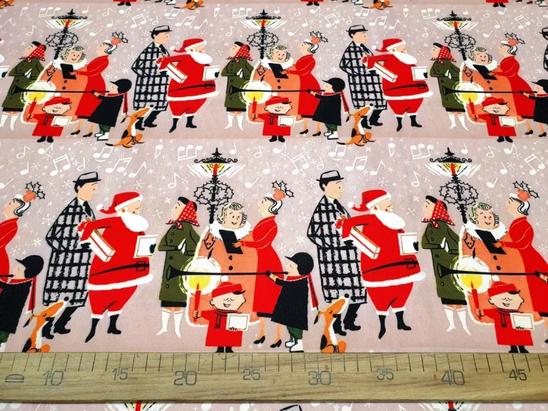 Christmas People on the Street Fabric