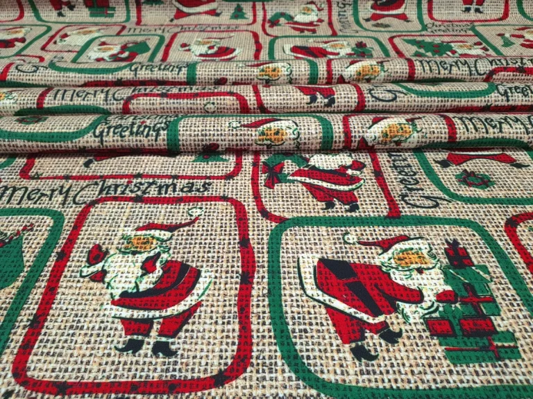 Santa Claus and Christmas Gifts Fabric by the Yard