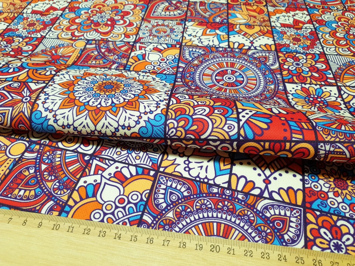 Ethnic Mandala Flowers Fabric