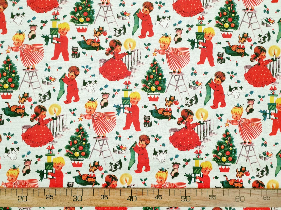 Little Red Christmas Kids Fabric