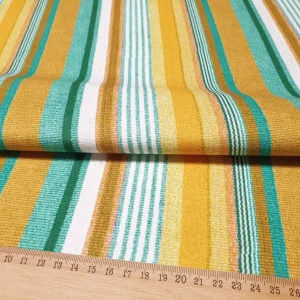 Turquoise Mustard Yellow Striped Fabric