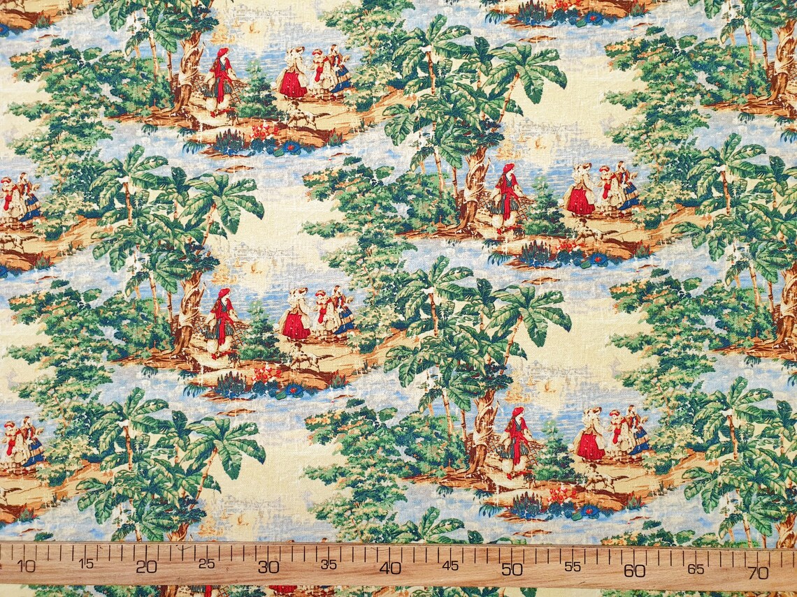 Antique French Toile de Jouy Fabric