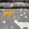 Christmas Golden Winter Deers Print Fabric