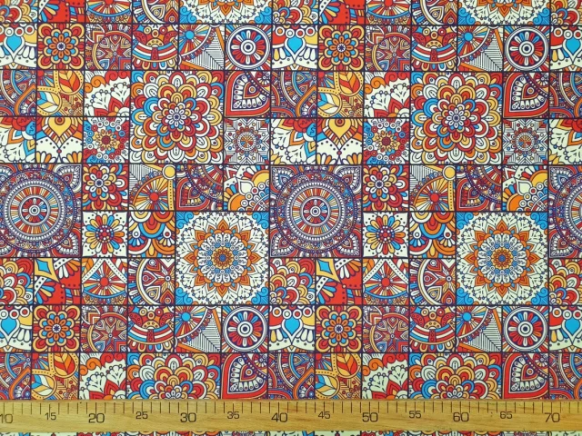 Ethnic Mandala Tiles Fabric
