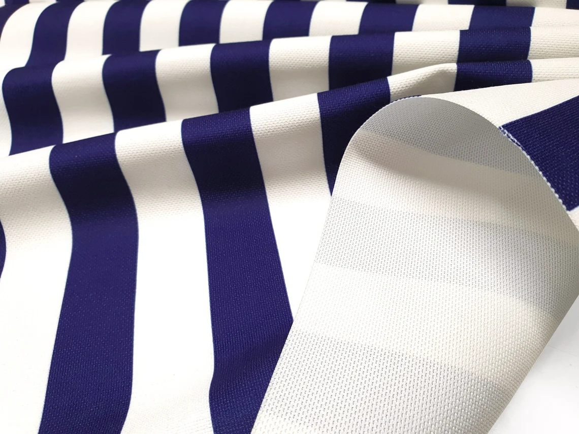 Navy Blue and White 1,2" Striped Fabric by the Yard